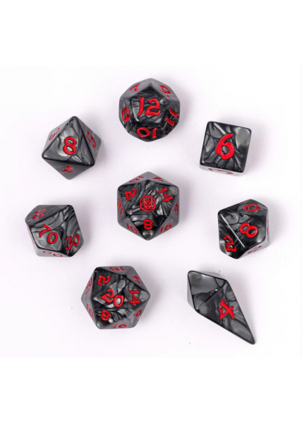 Wyrmforged Rollers Rounded Edge 8pc Dice Set - Iron Golem